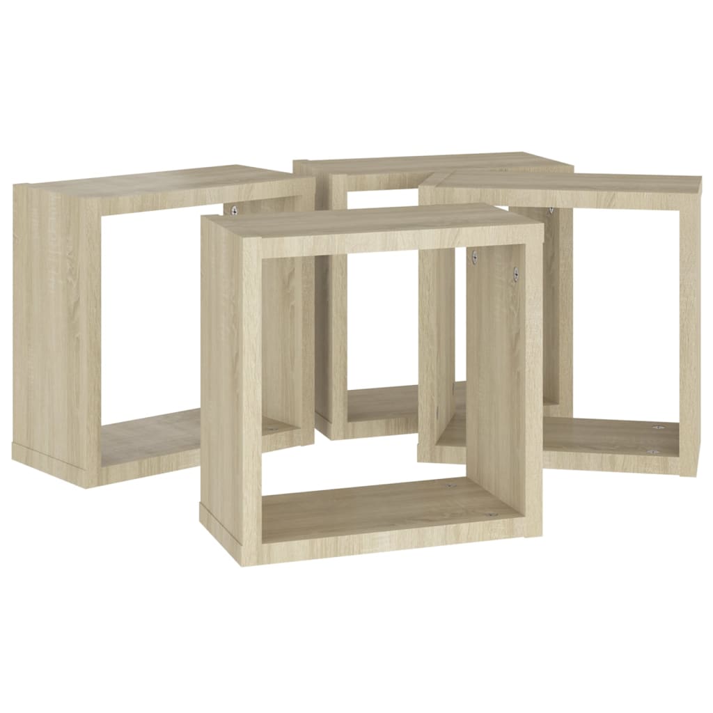 Wandschappen kubus 4 st 30x15x30 cm sonoma eikenkleurig is nu te koop bij PeponiXL, paradijselijk wonen!