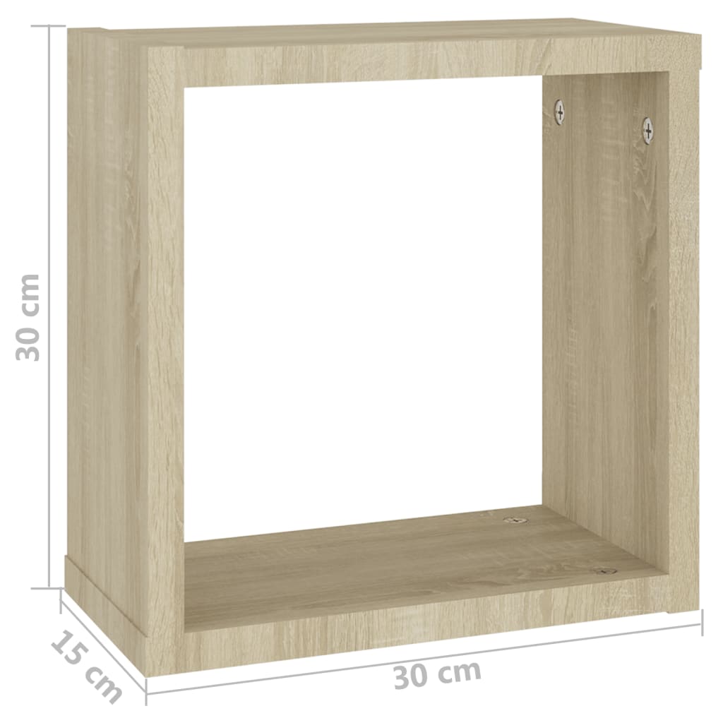 Wandschappen kubus 4 st 30x15x30 cm sonoma eikenkleurig is nu te koop bij PeponiXL, paradijselijk wonen!