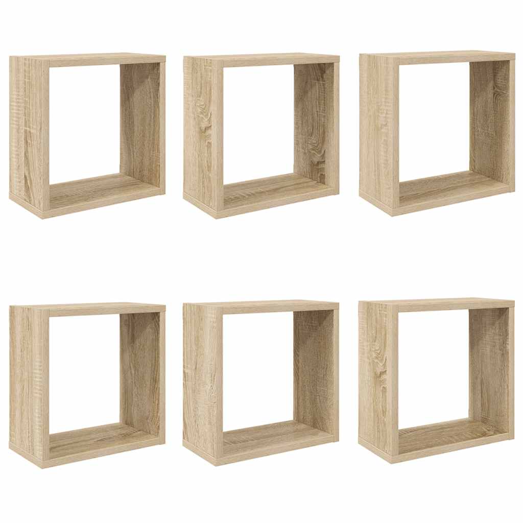 Wandschappen kubus 6 st 30x15x30 cm sonoma eikenkleurig is nu te koop bij PeponiXL, paradijselijk wonen!