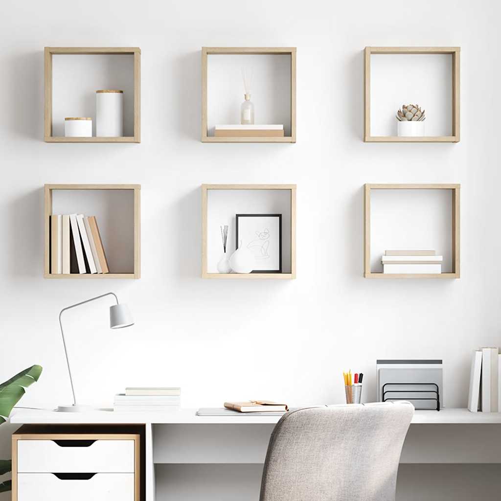 Wandschappen kubus 6 st 30x15x30 cm sonoma eikenkleurig is nu te koop bij PeponiXL, paradijselijk wonen!