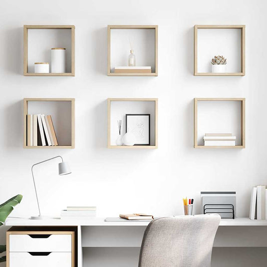 Wandschappen kubus 6 st 30x15x30 cm sonoma eikenkleurig is nu te koop bij PeponiXL, paradijselijk wonen!