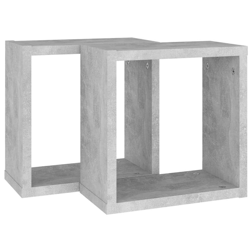 Wandschappen kubus 2 st 30x15x30 cm betongrijs is nu te koop bij PeponiXL, paradijselijk wonen!