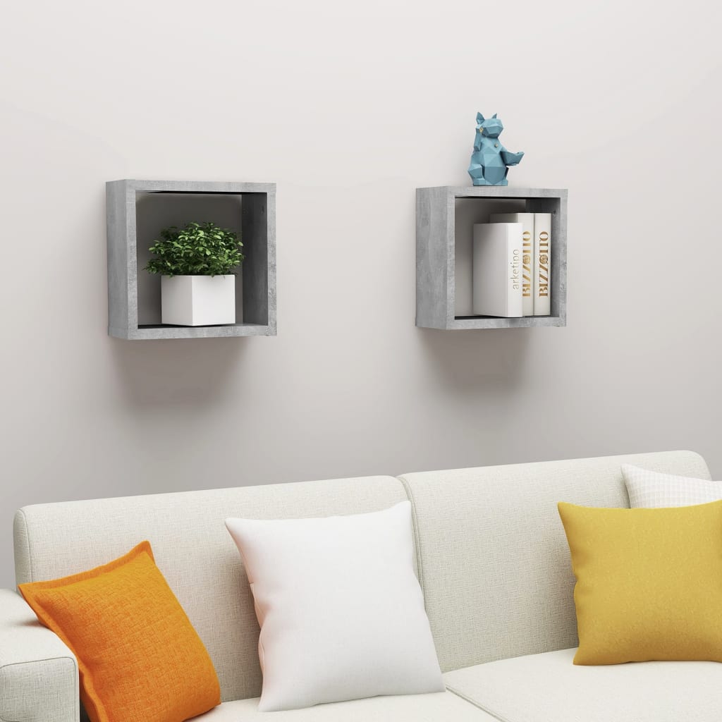 Wandschappen kubus 2 st 30x15x30 cm betongrijs is nu te koop bij PeponiXL, paradijselijk wonen!