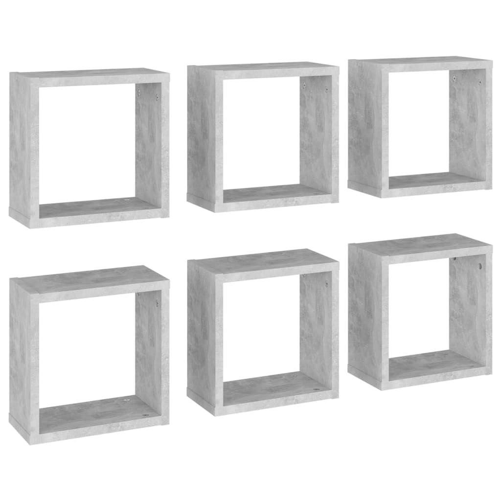 Wandschappen kubus 6 st 30x15x30 cm betongrijs is nu te koop bij PeponiXL, paradijselijk wonen!
