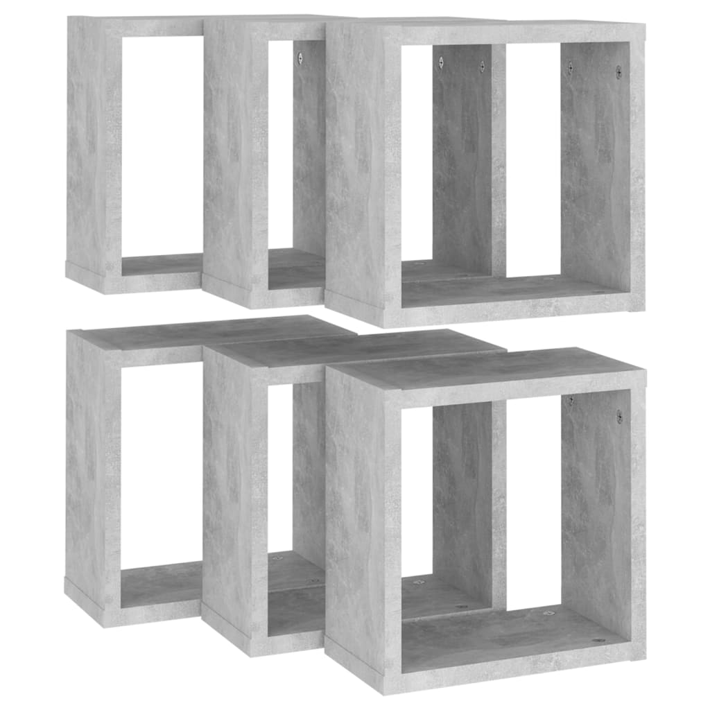 Wandschappen kubus 6 st 30x15x30 cm betongrijs is nu te koop bij PeponiXL, paradijselijk wonen!