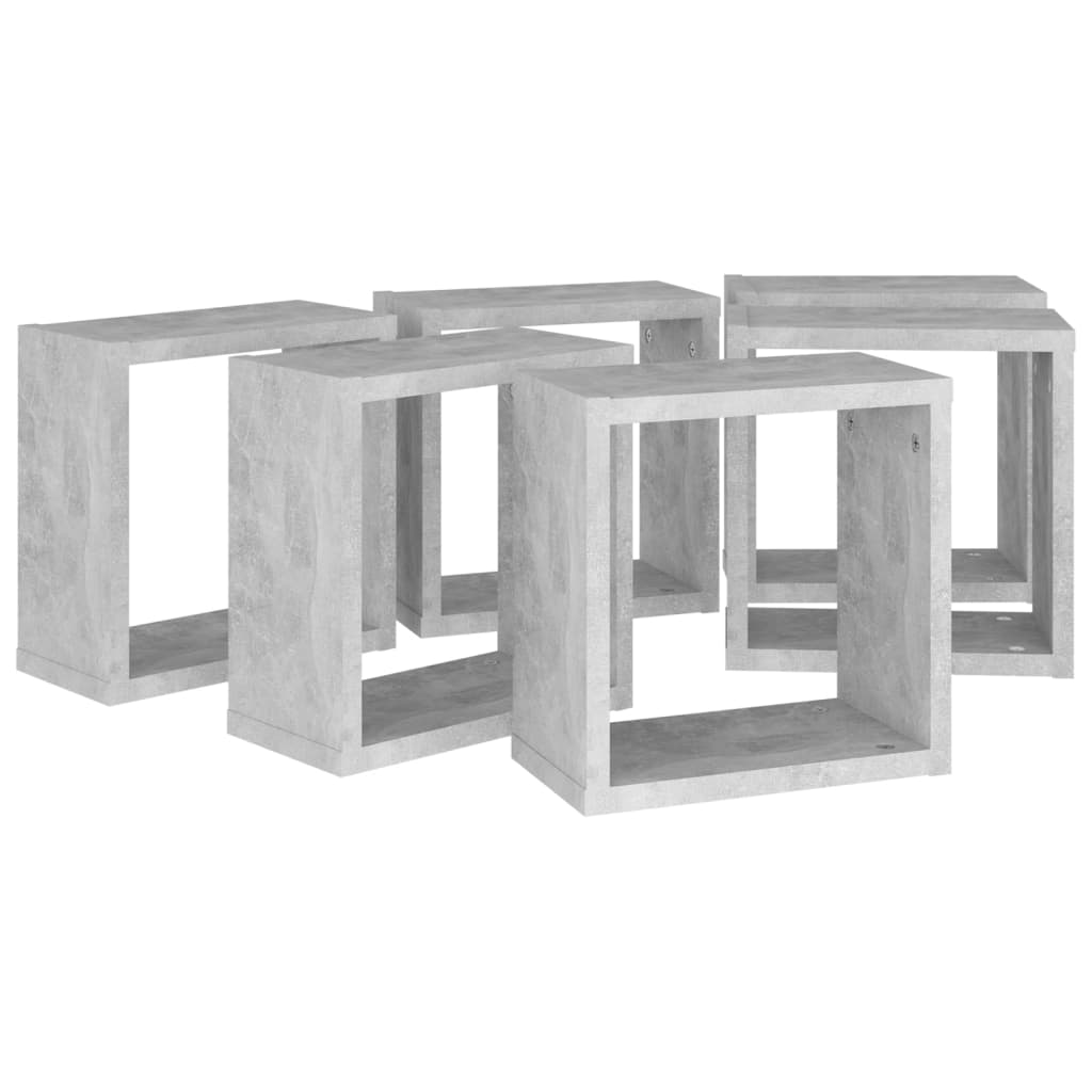 Wandschappen kubus 6 st 30x15x30 cm betongrijs is nu te koop bij PeponiXL, paradijselijk wonen!