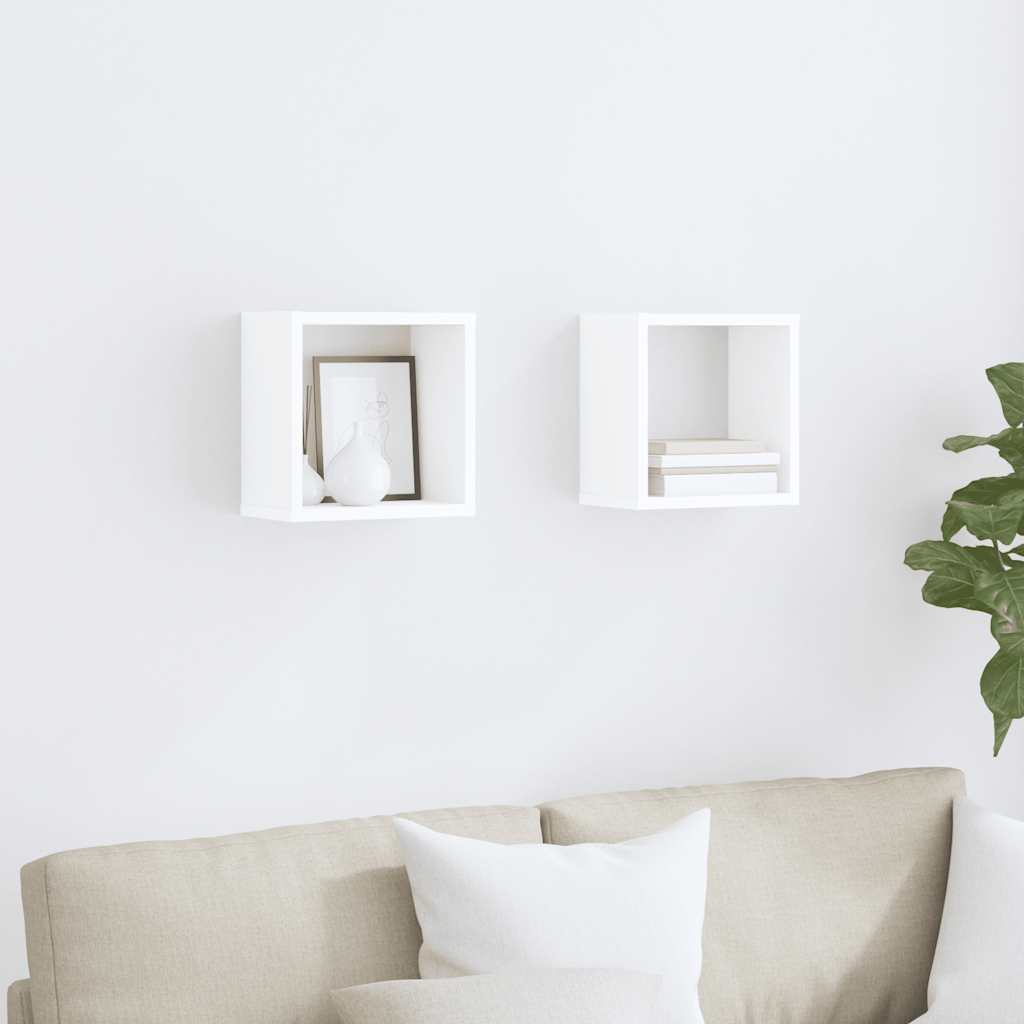 Wandschappen kubus 2 st 26x15x26 cm wit is nu te koop bij PeponiXL, paradijselijk wonen!