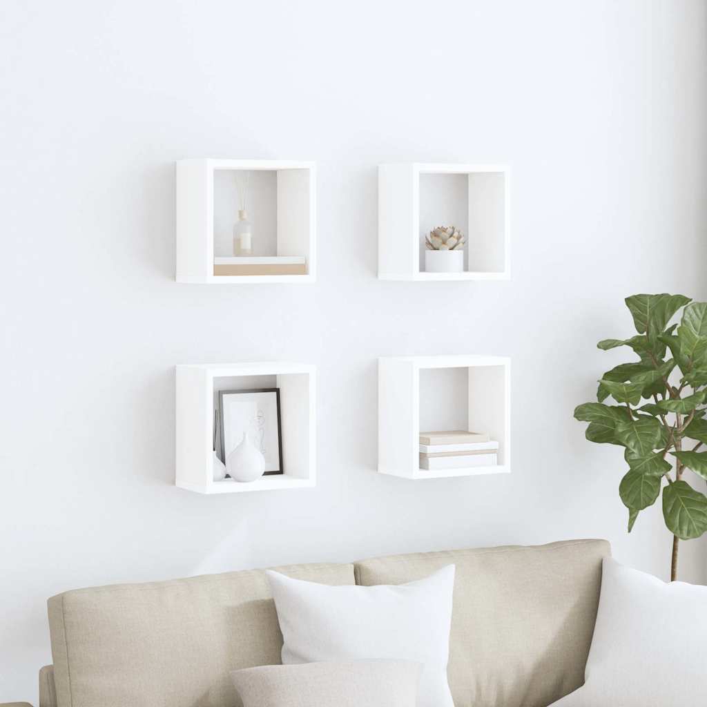 Wandschappen kubus 4 st 26x15x26 cm wit is nu te koop bij PeponiXL, paradijselijk wonen!