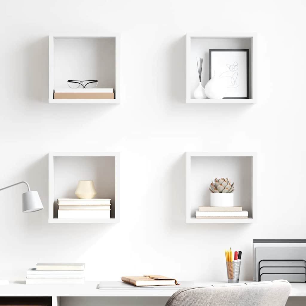 Wandschappen kubus 4 st 26x15x26 cm wit is nu te koop bij PeponiXL, paradijselijk wonen!