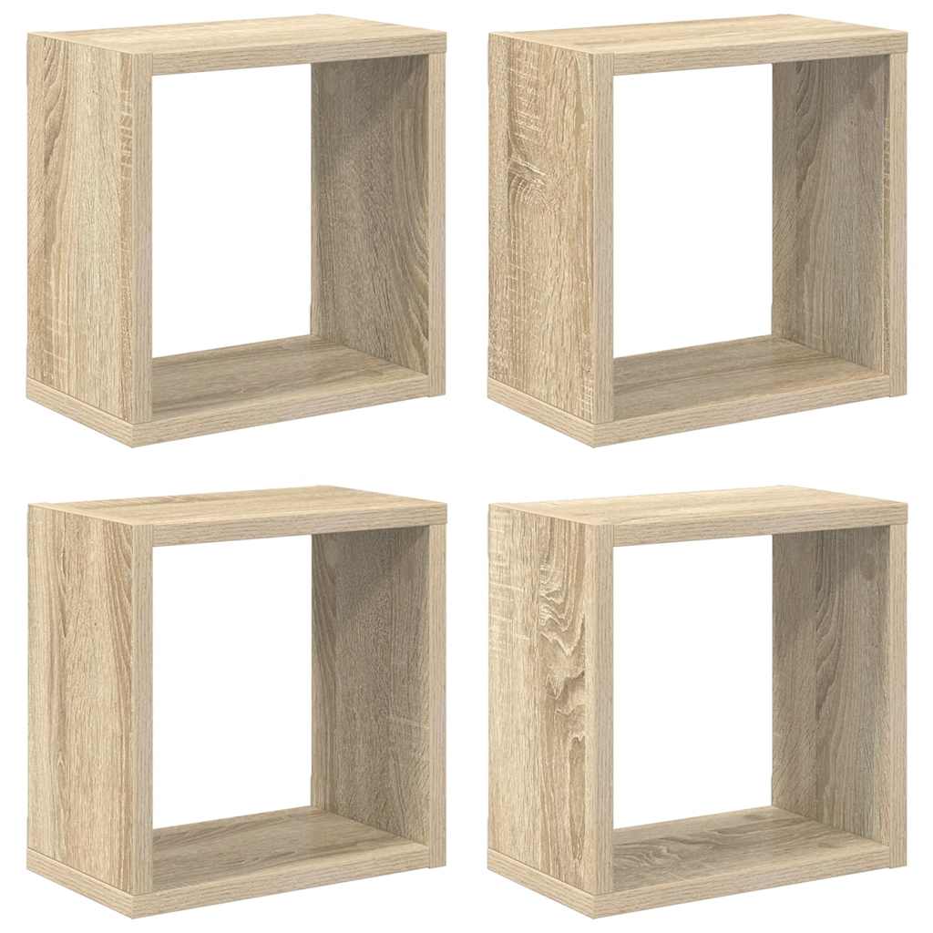 Wandschappen kubus 4 st 26x15x26 cm sonoma eikenkleurig is nu te koop bij PeponiXL, paradijselijk wonen!