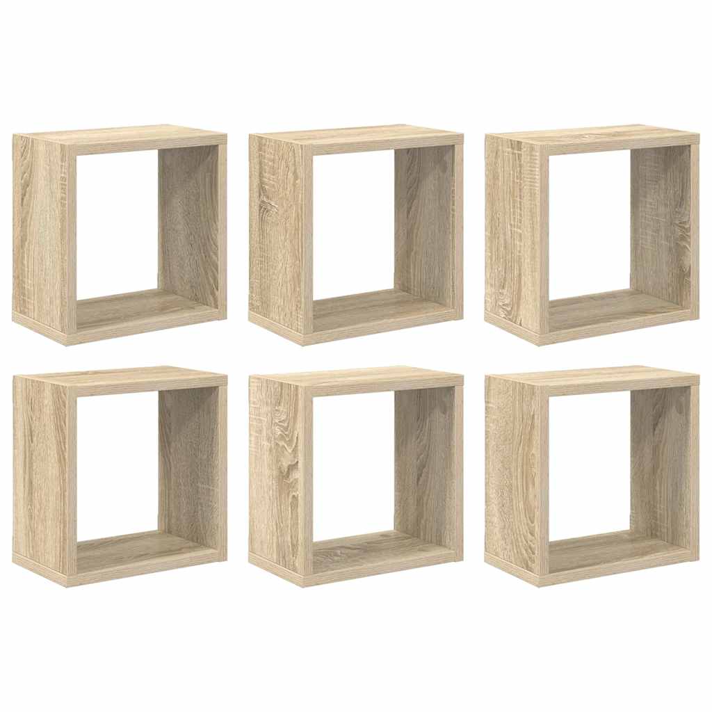 Wandschappen kubus 6 st 26x15x26 cm sonoma eikenkleurig is nu te koop bij PeponiXL, paradijselijk wonen!