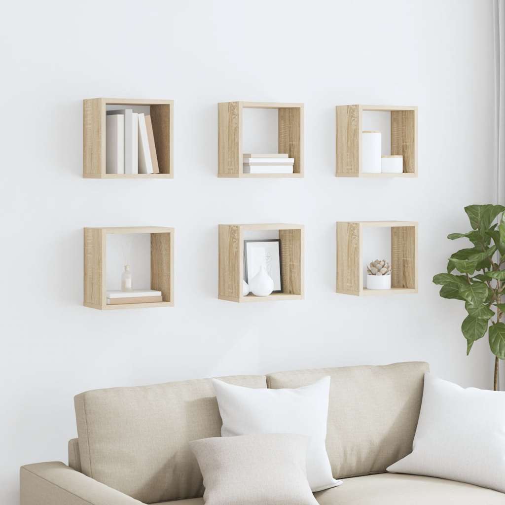 Wandschappen kubus 6 st 26x15x26 cm sonoma eikenkleurig is nu te koop bij PeponiXL, paradijselijk wonen!