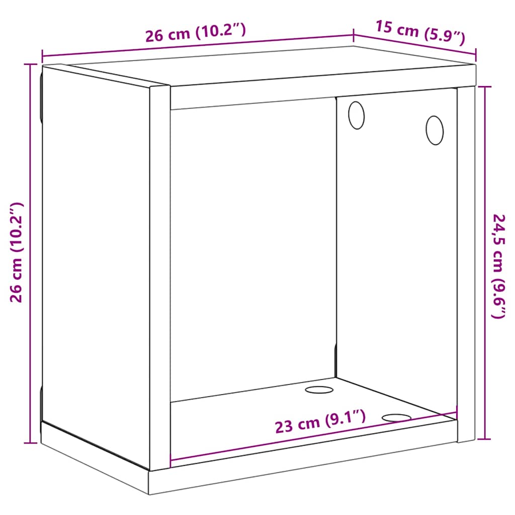 Wandschappen kubus 6 st 26x15x26 cm sonoma eikenkleurig is nu te koop bij PeponiXL, paradijselijk wonen!