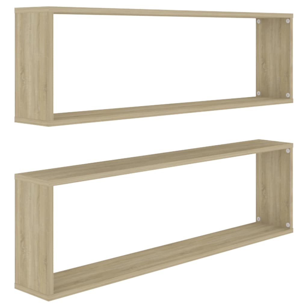 Wandschappen kubus 2 st 100x15x30 cm bewerkt hout sonoma eiken is nu te koop bij PeponiXL, paradijselijk wonen!