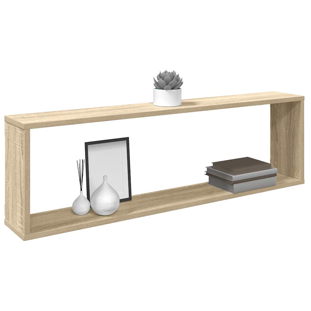 Wandschappen kubus 2 st 100x15x30 cm bewerkt hout sonoma eiken is nu te koop bij PeponiXL, paradijselijk wonen!