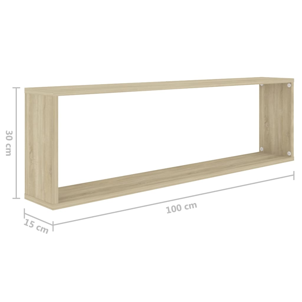 Wandschappen kubus 2 st 100x15x30 cm bewerkt hout sonoma eiken is nu te koop bij PeponiXL, paradijselijk wonen!