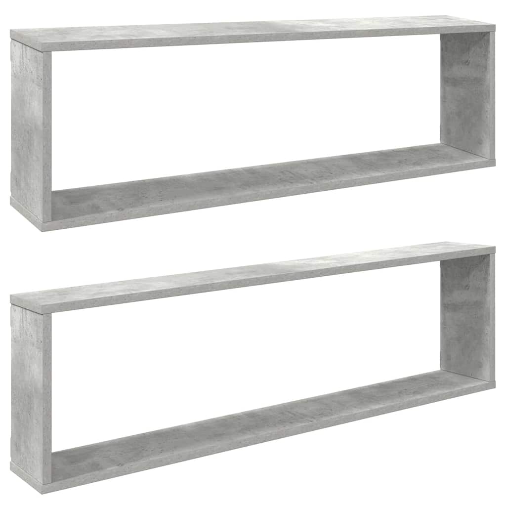 Wandschappen kubus 2 st 100x15x30 cm bewerkt hout betongrijs is nu te koop bij PeponiXL, paradijselijk wonen!