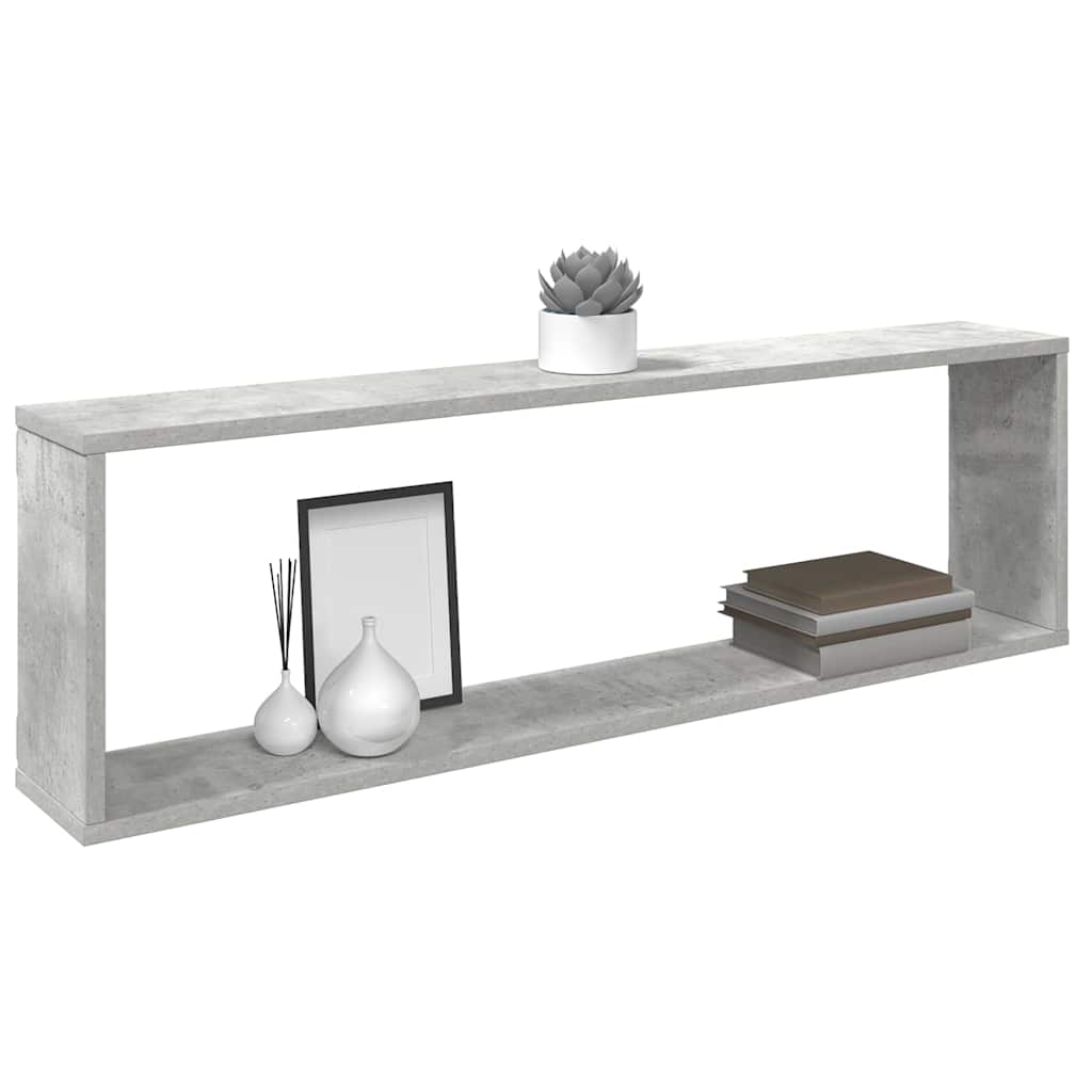 Wandschappen kubus 2 st 100x15x30 cm bewerkt hout betongrijs is nu te koop bij PeponiXL, paradijselijk wonen!