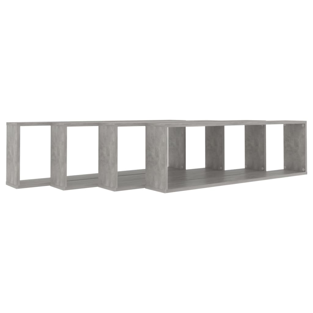 Wandschappen kubus 4 st 100x15x30 cm bewerkt hout betongrijs is nu te koop bij PeponiXL, paradijselijk wonen!