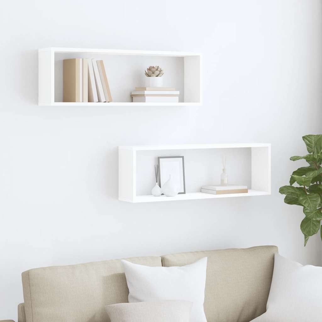 Wandschappen kubus 2 st 80x15x26,5 cm bewerkt hout wit is nu te koop bij PeponiXL, paradijselijk wonen!