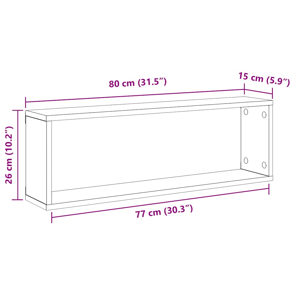 Wandschappen kubus 2 st 80x15x26,5 cm bewerkt hout wit is nu te koop bij PeponiXL, paradijselijk wonen!