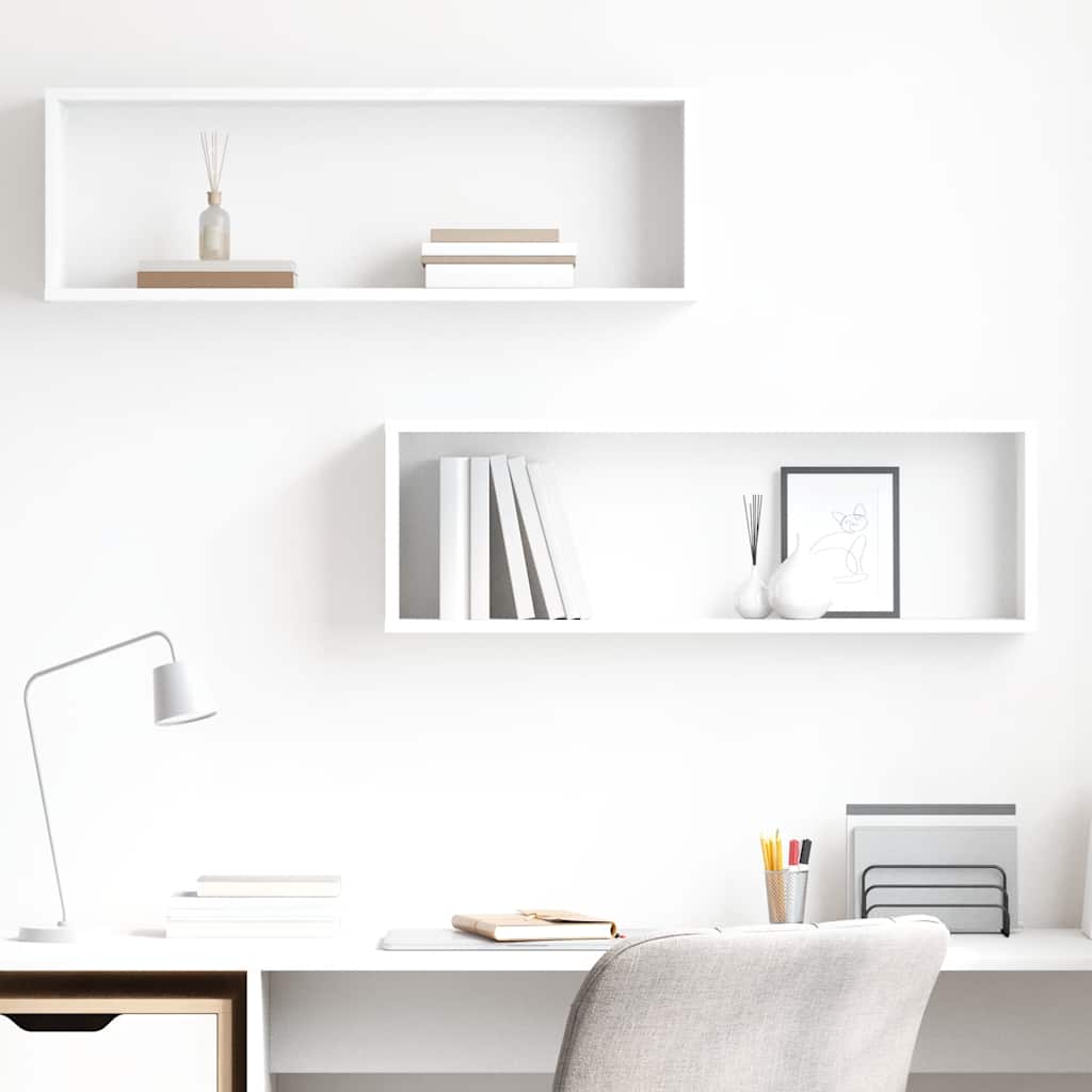 Wandschappen kubus 2 st 80x15x26,5 cm bewerkt hout wit is nu te koop bij PeponiXL, paradijselijk wonen!