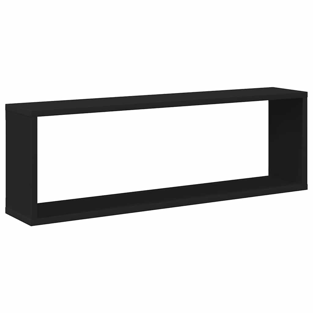 Wandschappen kubus 4 st 80x15x26,5 cm bewerkt hout zwart is nu te koop bij PeponiXL, paradijselijk wonen!