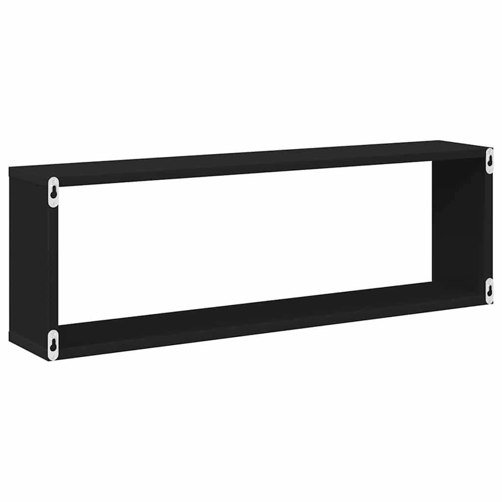 Wandschappen kubus 4 st 80x15x26,5 cm bewerkt hout zwart is nu te koop bij PeponiXL, paradijselijk wonen!