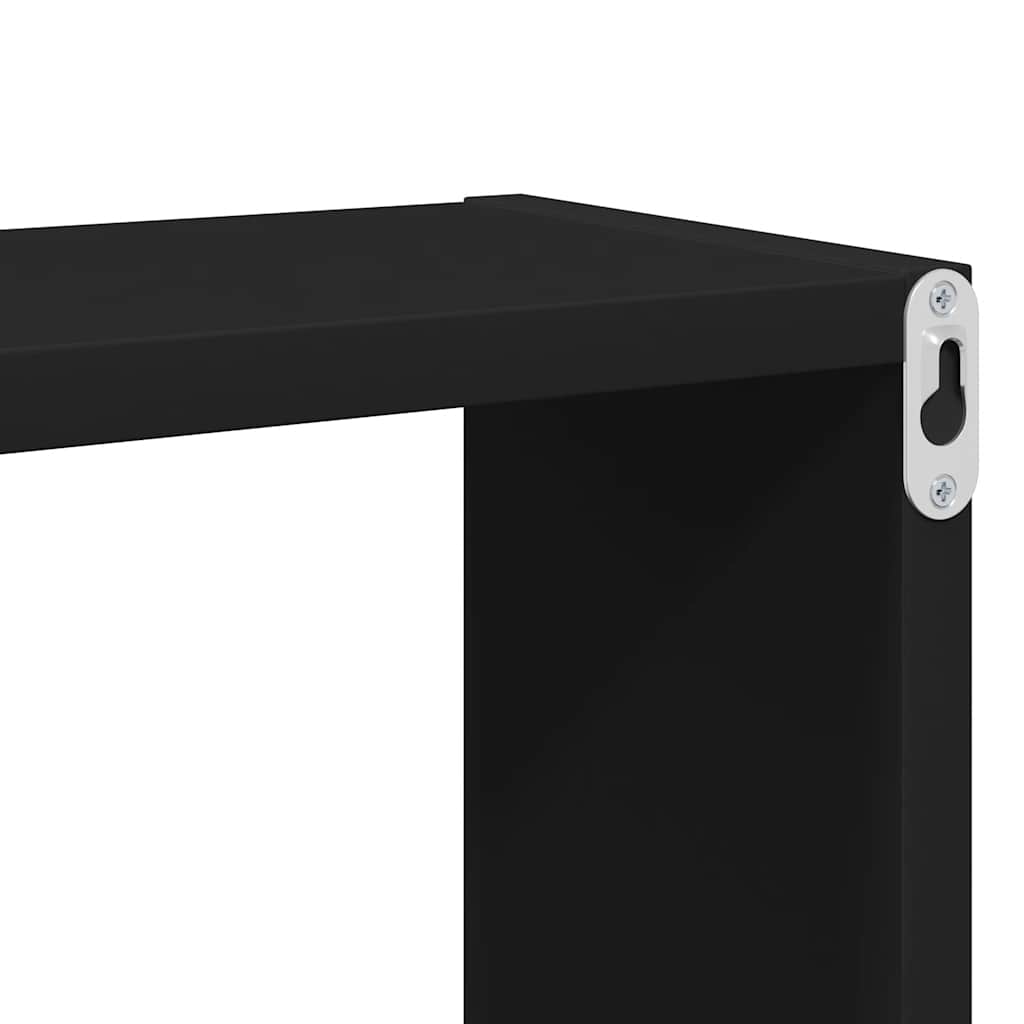 Wandschappen kubus 4 st 80x15x26,5 cm bewerkt hout zwart is nu te koop bij PeponiXL, paradijselijk wonen!