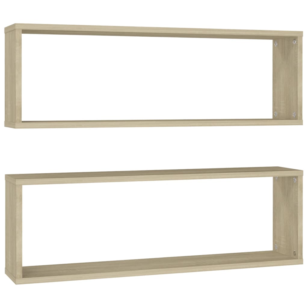 Wandschappen kubus 2 st 80x15x26,5 cm bewerkt hout sonoma eiken is nu te koop bij PeponiXL, paradijselijk wonen!