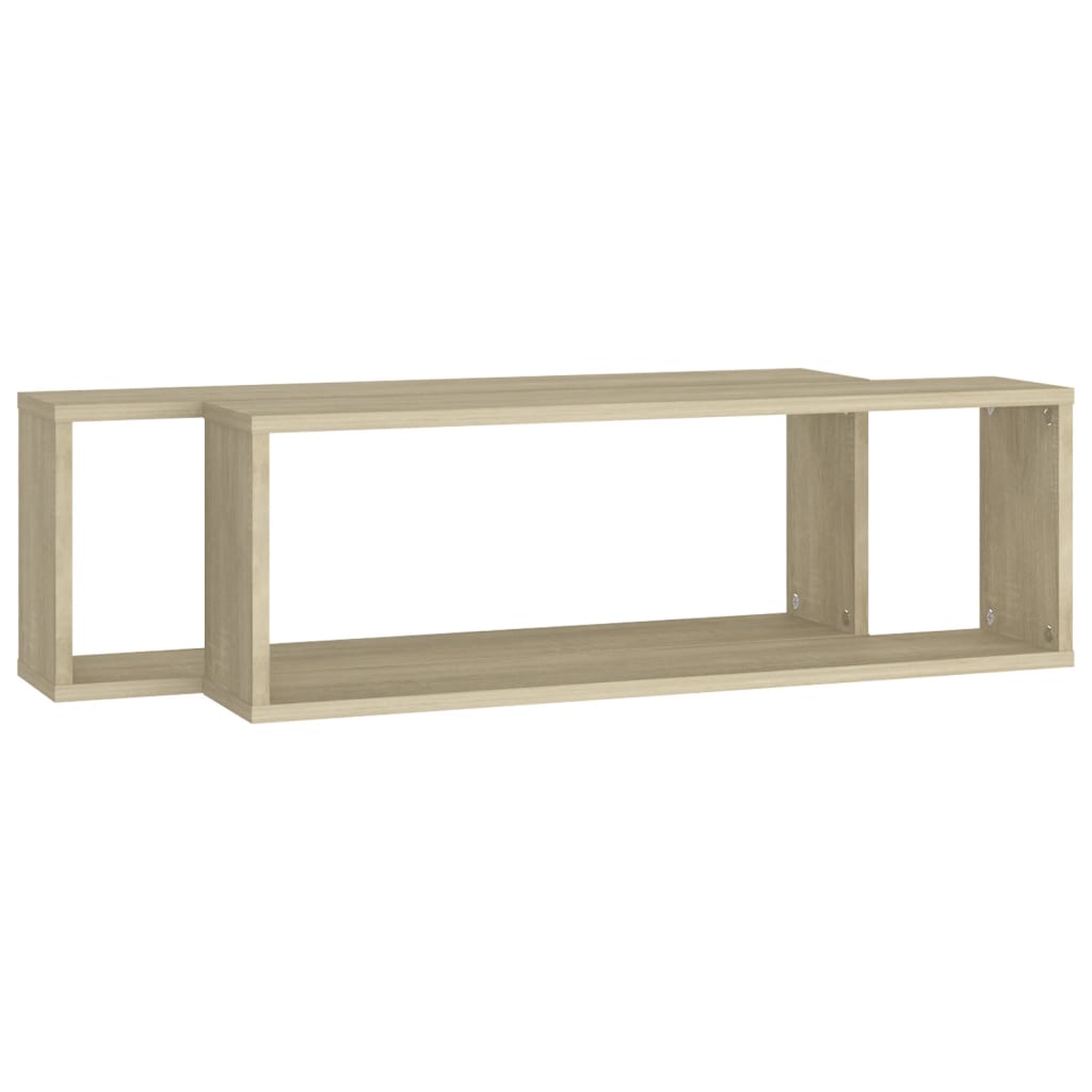 Wandschappen kubus 2 st 80x15x26,5 cm bewerkt hout sonoma eiken is nu te koop bij PeponiXL, paradijselijk wonen!