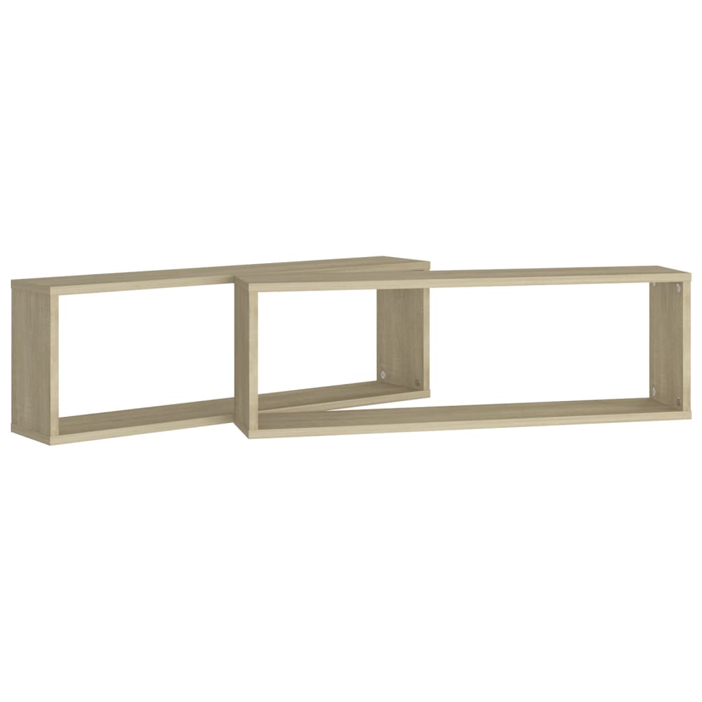 Wandschappen kubus 2 st 80x15x26,5 cm bewerkt hout sonoma eiken is nu te koop bij PeponiXL, paradijselijk wonen!