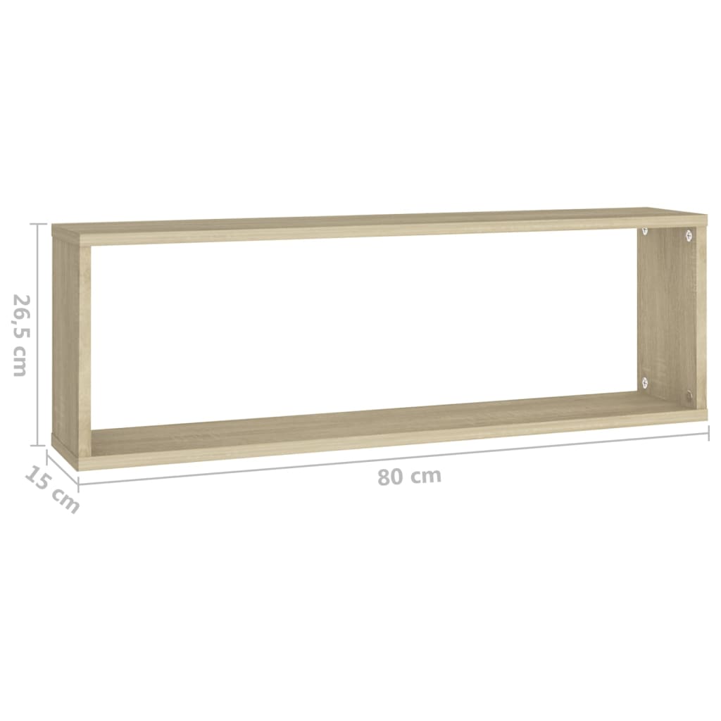 Wandschappen kubus 2 st 80x15x26,5 cm bewerkt hout sonoma eiken is nu te koop bij PeponiXL, paradijselijk wonen!