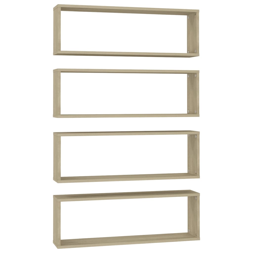 Wandschappen kubus 4 st 80x15x26,5 cm bewerkt hout sonoma eiken is nu te koop bij PeponiXL, paradijselijk wonen!