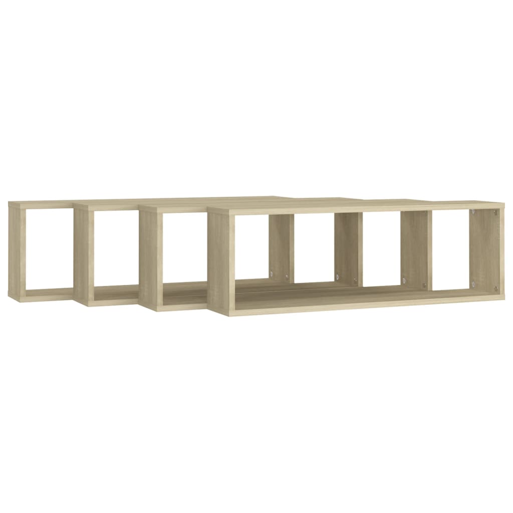Wandschappen kubus 4 st 80x15x26,5 cm bewerkt hout sonoma eiken is nu te koop bij PeponiXL, paradijselijk wonen!