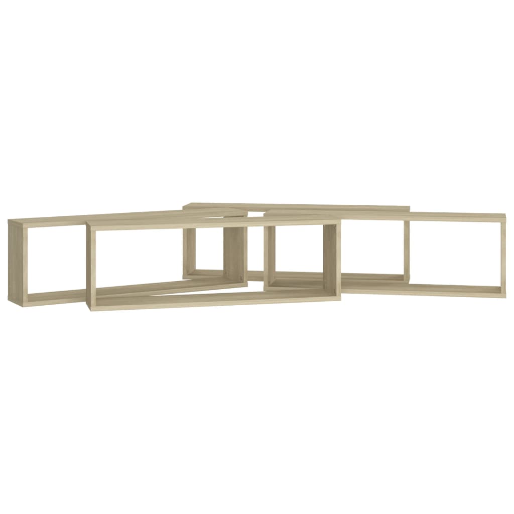 Wandschappen kubus 4 st 80x15x26,5 cm bewerkt hout sonoma eiken is nu te koop bij PeponiXL, paradijselijk wonen!