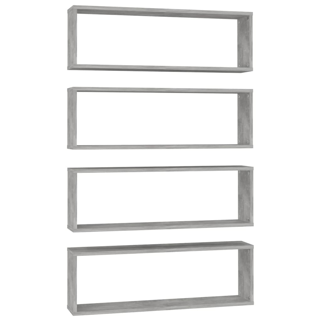Wandschappen kubus 4 st 80x15x26,5 cm bewerkt hout betongrijs is nu te koop bij PeponiXL, paradijselijk wonen!