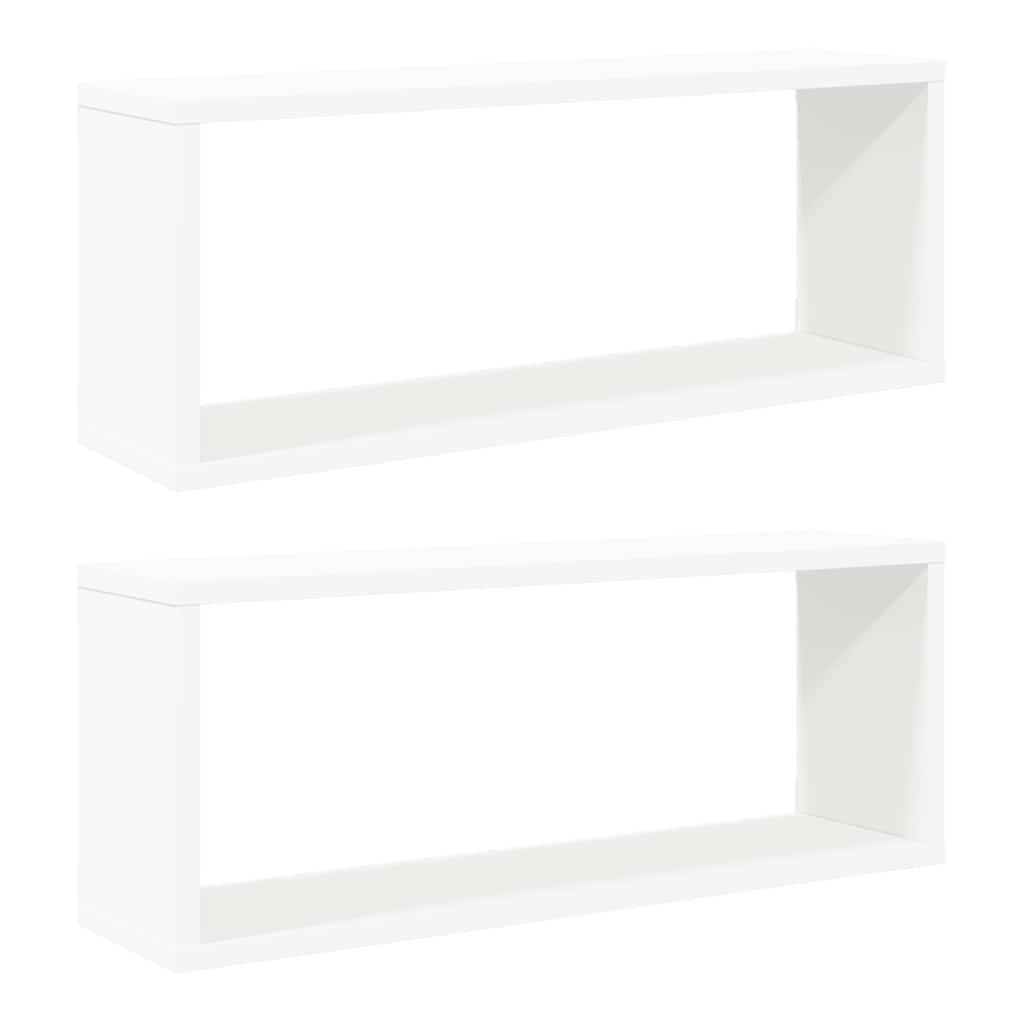 Wandschappen kubus 2 st 60x15x23 cm bewerkt hout wit is nu te koop bij PeponiXL, paradijselijk wonen!
