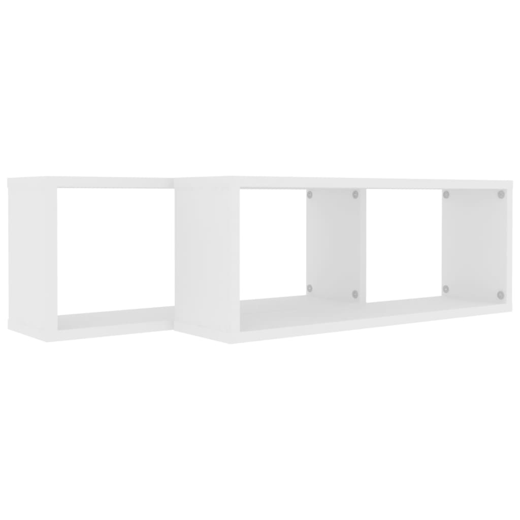 Wandschappen kubus 2 st 60x15x23 cm bewerkt hout wit is nu te koop bij PeponiXL, paradijselijk wonen!