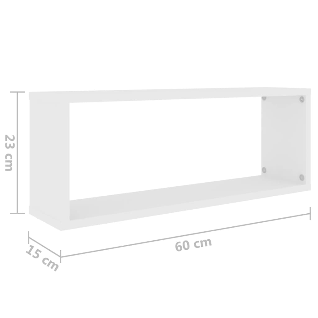 Wandschappen kubus 2 st 60x15x23 cm bewerkt hout wit is nu te koop bij PeponiXL, paradijselijk wonen!