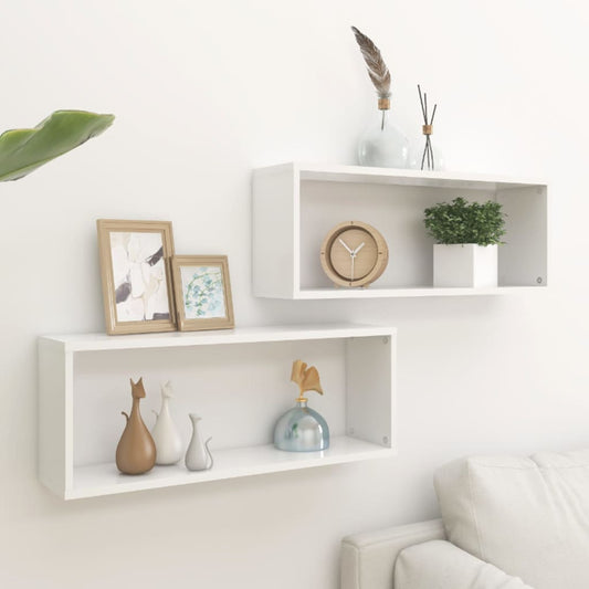 Wandschappen kubus 2 st 60x15x23 cm bewerkt hout wit is nu te koop bij PeponiXL, paradijselijk wonen!