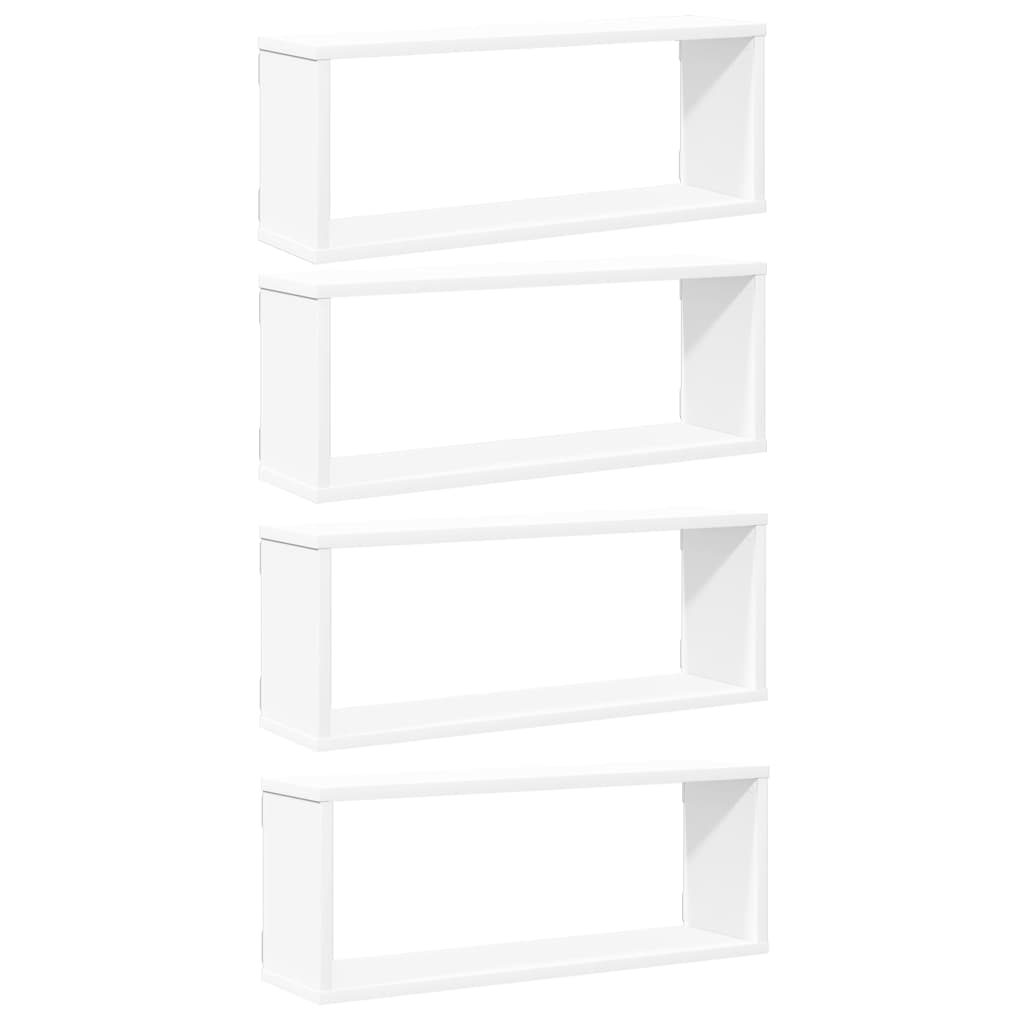 Wandschappen kubus 4 st 60x15x23 cm bewerkt hout wit is nu te koop bij PeponiXL, paradijselijk wonen!