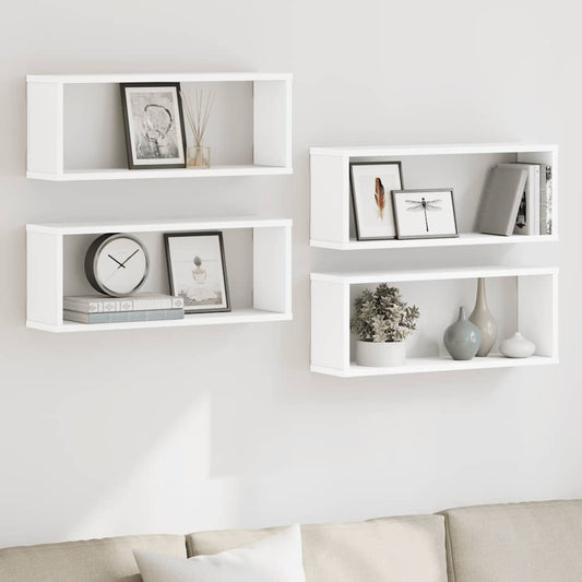 Wandschappen kubus 4 st 60x15x23 cm bewerkt hout wit is nu te koop bij PeponiXL, paradijselijk wonen!