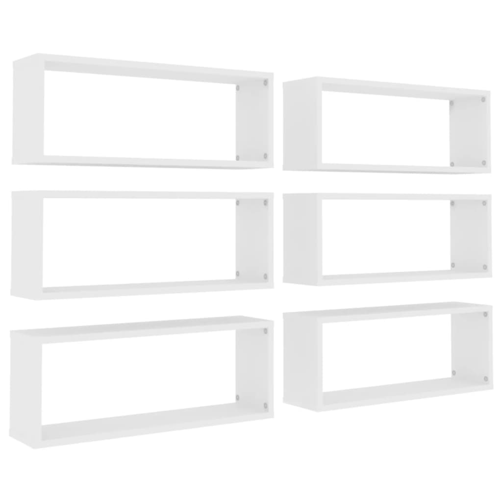 Wandschappen kubus 6 st 60x15x23 cm spaanplaat wit is nu te koop bij PeponiXL, paradijselijk wonen!