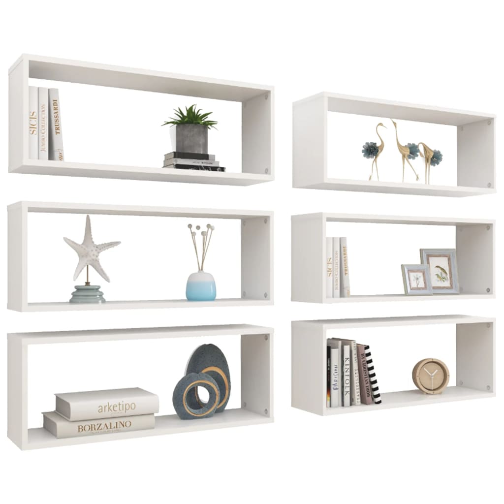 Wandschappen kubus 6 st 60x15x23 cm spaanplaat wit is nu te koop bij PeponiXL, paradijselijk wonen!