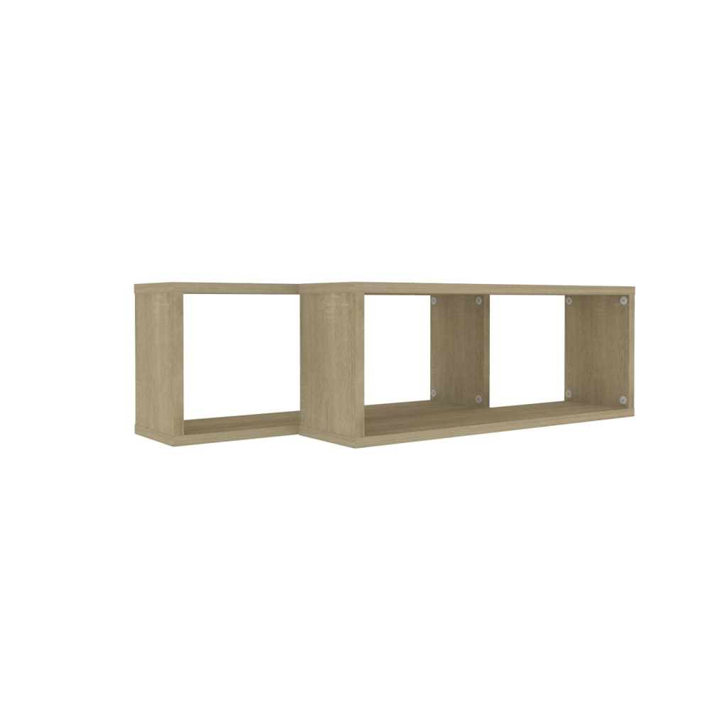 Wandschappen kubus 2 st 60x15x23 cm bewerkt hout sonoma eiken is nu te koop bij PeponiXL, paradijselijk wonen!