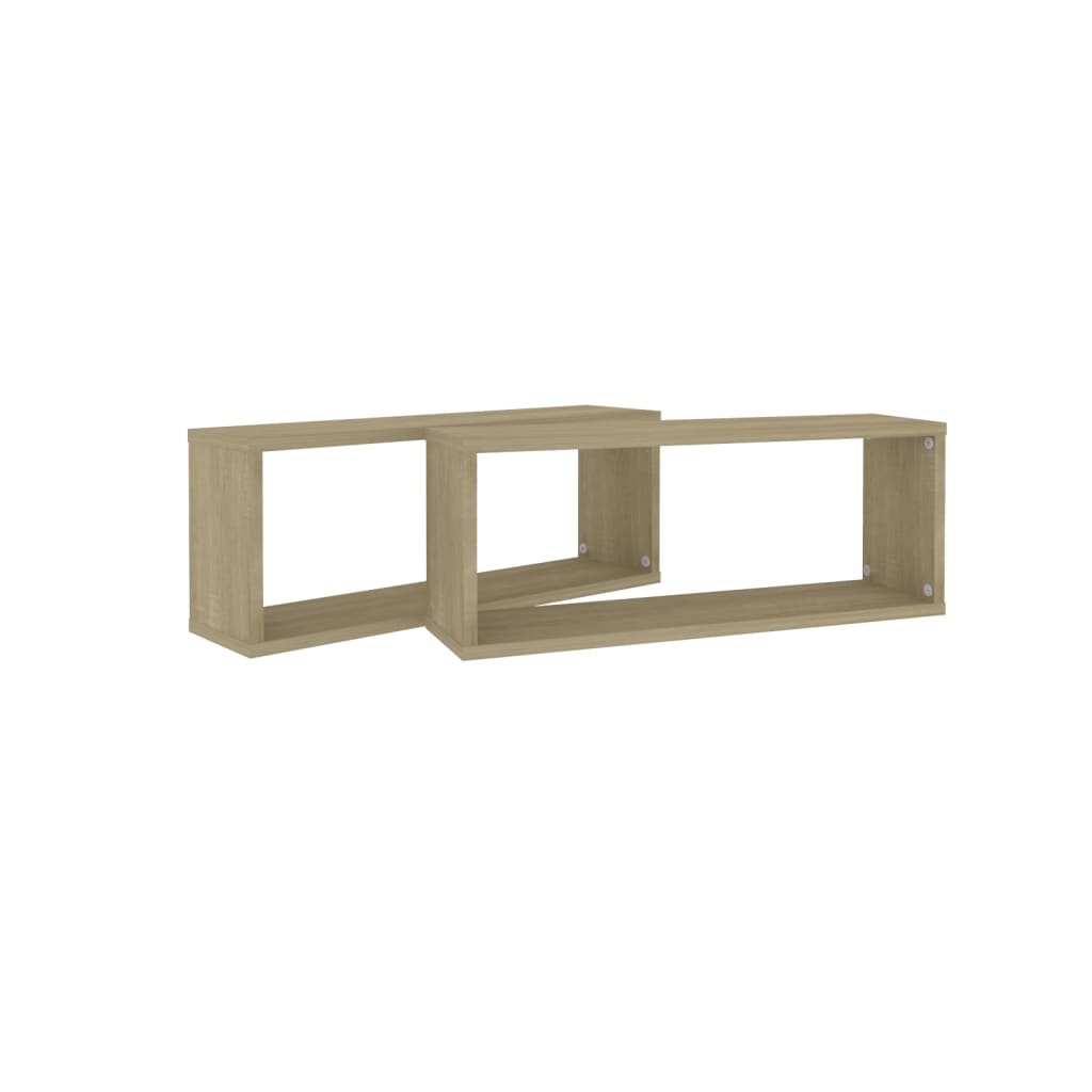 Wandschappen kubus 2 st 60x15x23 cm bewerkt hout sonoma eiken is nu te koop bij PeponiXL, paradijselijk wonen!