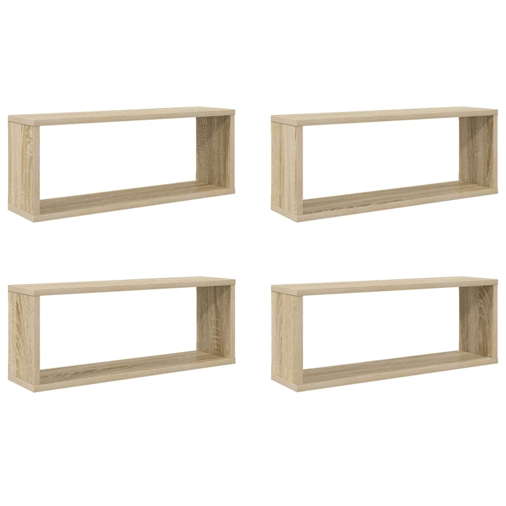 Wandschappen kubus 4 st 60x15x23 cm bewerkt hout sonoma eiken is nu te koop bij PeponiXL, paradijselijk wonen!