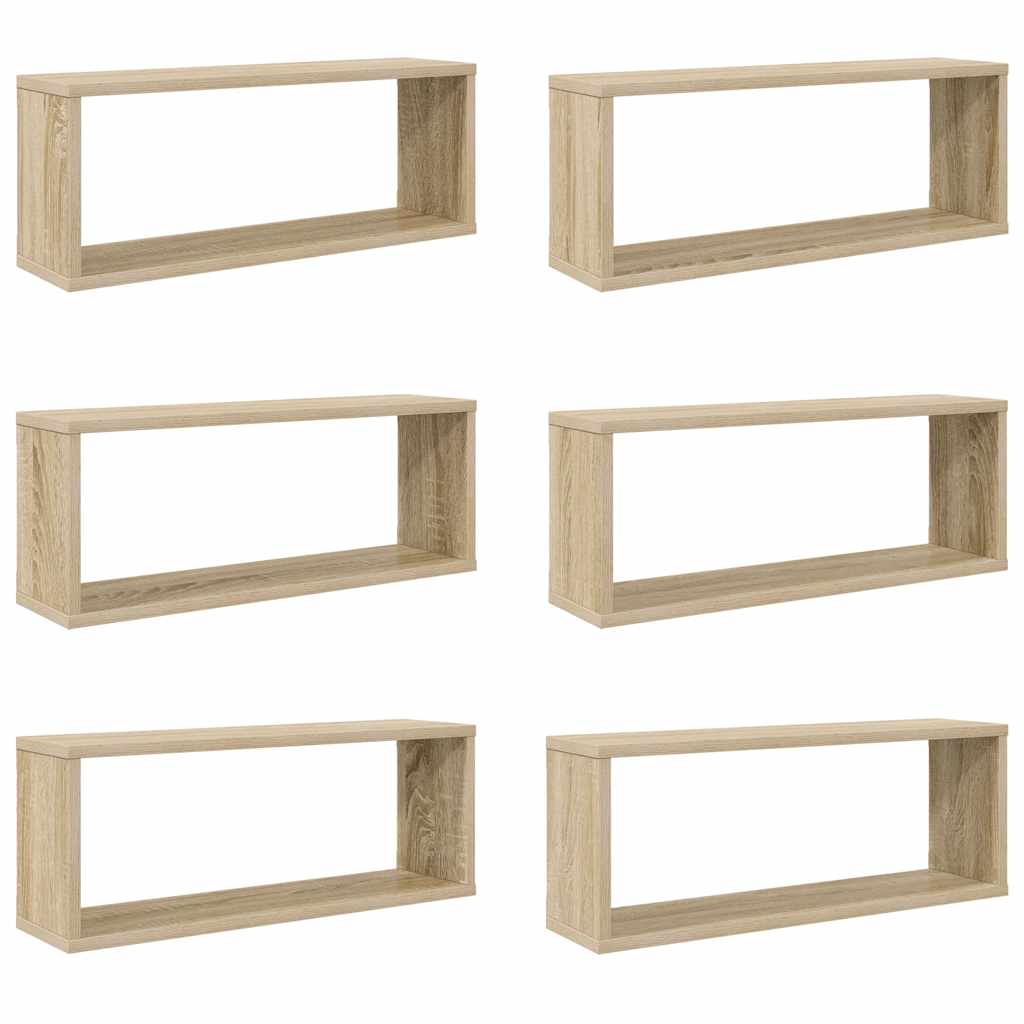 Wandschappen kubus 6 st 60x15x23 cm bewerkt hout sonoma eiken is nu te koop bij PeponiXL, paradijselijk wonen!