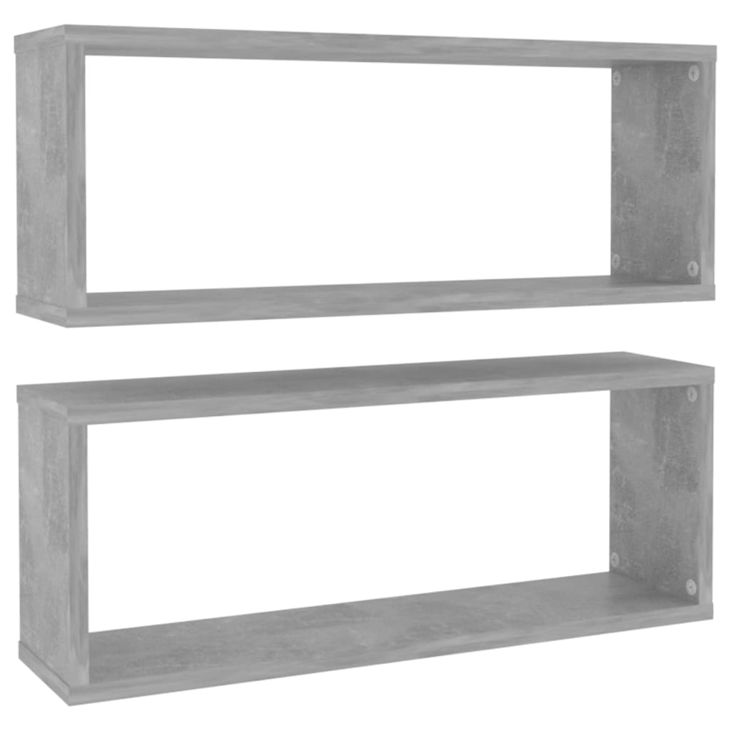 Wandschappen kubus 2 st 60x15x23 cm bewerkt hout betongrijs is nu te koop bij PeponiXL, paradijselijk wonen!